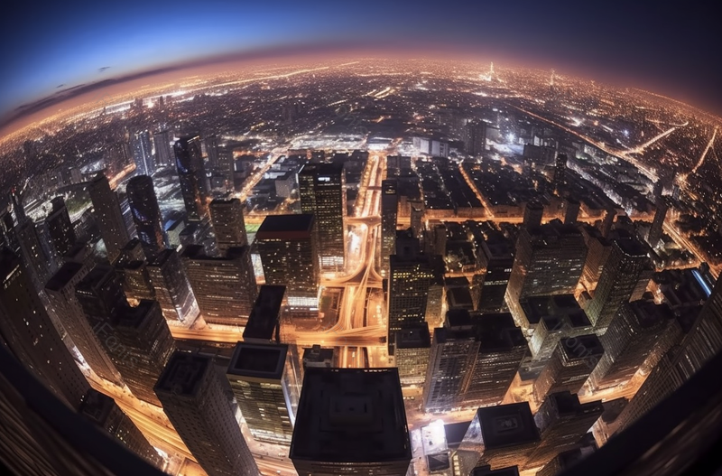 俯拍高楼大厦城市街道鱼眼镜头,高清,摄影图,摄影图片,图片大全,摄影图免费下载